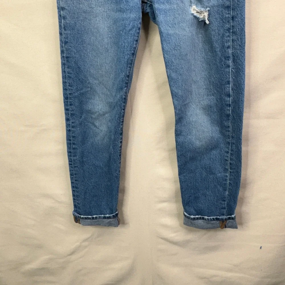 Levi's 501 Premium Jeans W25 L30 Blue Distressed High Rise Button Fly Denim